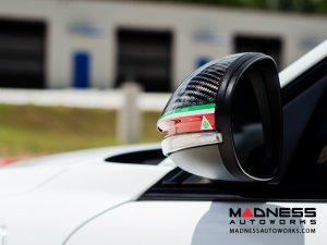 Alfa Romeo Giulia Mirror Covers - Carbon Fiber - Full Replacements - Red Stripe w/ QV Logo Alfa Romeo Giulia Mirror Covers - Carbon Fiber - Full Replacements - Red Stripe w/ QV Logo